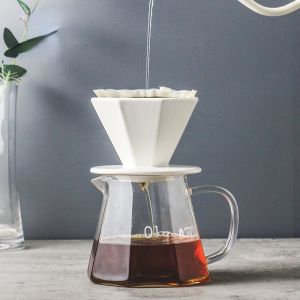 Koryaiko Octagonal Glass Cup Thickened Sharing Pot Hand-made High Borosilicate Coffee Pot 600ml