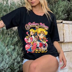 Bandai | Sailor Moon Womens T-shirt Witches 5 Tee Summer and Spring Girls Short Sleeves Casual Trendy Personality Parent-child Outfits