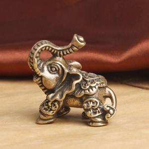 【H】Alloy Mammoth Statue With Textured Antique Finish For Home Office Tabletop Bookshelf Decor