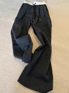 Quần Ống Đứng Kẻ Caro Phong Cách Mỹ Cổ Điển Mỏng Mùa Hè Cho Nam Quần Dài Thường Ngày Rộng Rãi Thoáng Khí