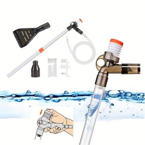 5 IN1 Aquarium Gravel CLEANER Water Changer พร้อมปุ่มความดันอากาศปรับ Water Flow Controller CLAMP ทําความสะอาดกรวดทราย