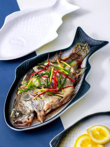 Đĩa Sứ Cá Trơn Sáng Tạo Đĩa Đựng Thức Ăn Dùng Trong Gia Đình Đĩa Đựng Cá Hấp Đĩa Đựng Thức Ăn Bằng Sứ Thủ Công