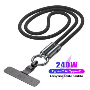 Cáp Sạc Nhanh Type-C To Type-C 240W Kèm Dây Đeo Điện Thoại Cáp Dữ Liệu Đồng Bộ 5A Hợp Kim Kẽm Bện Cho Huawei Samsung iPhone 17 Xiaomi