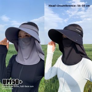 Miiow | Womens Summer New Style Cycling Work Large Brim Neck Protection UV Protection Sunshade Hat Empty Top Casual Nylon Fabric Hat