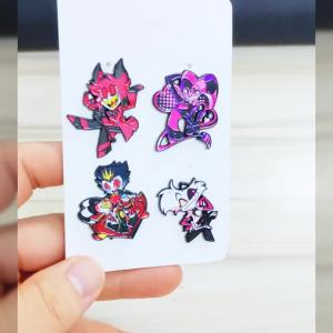 Bandai | 4 Pcs Fantasy Hell Demon Themed Enamel Pins Set Cartoon Monster Character Metal Brooch Badges for Clothing And Fan Decoration