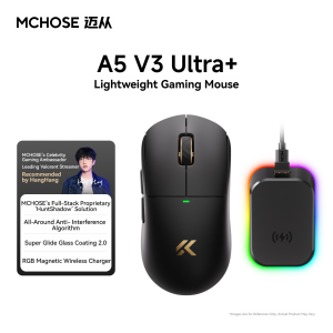 MCHOSE | MCHOSE A5 V3 Ultra+ Tri-Mode 8K Wireless Gaming Mouse PAW3395 TI 55g Lightweight Low Latency 500mAh Ergonomics Middle Small-Hand
