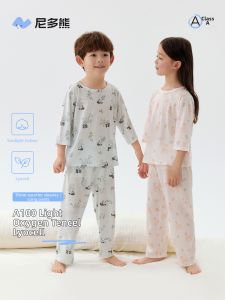 NIDUOXIONG | Spring Summer Kids Tencel Sleepwear Set