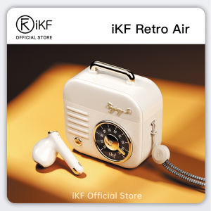 iKF Retro Air Wireless Earbuds Semi-in-ear Retro Earphones Deep Bass Bulti-in Mic 36 Hrs Playback with Charging Case APP Smart Interactions for iOS Android Gaming/Online Class
