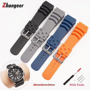Zhangeer Fashion Softness TPU Convex Mouth Width 20mm 22mm 24mm Straps Replacement For Casio/Seiko Strap Men Waterproof Rubber Sports Flat Interface Universal Wrist Watch Bands