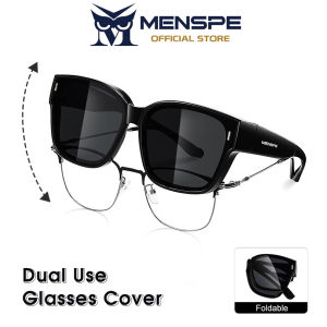 MENSPE Sunglasses Foldable Myopia Glasses Cover TAC Polarized Sunglasses Folding Fit Over Glasses Men Women UV400 Wear Over Glasses Anti-Glare Cover Over Sun Glasses for Outdoor Travel Driving