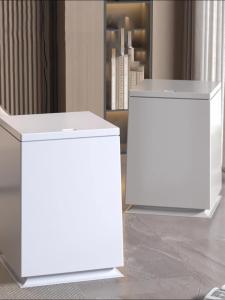 Trash drum with cover press open lid creative square paper basket large capacity waterproof and fingerprint resistant suitable for bathroom living room kitchen bedroom RV dressing table home decoration