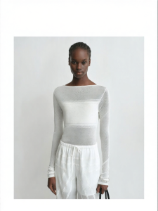 Gradual Color Slow Luxury Boat Neck Long Sleeve T-shirt