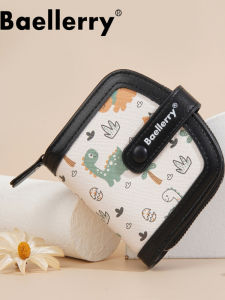Cute Dinosaur Print Short Wallet for Women Large Capacity Card Holder Coin Purse Fashionable BaeLerry Youth Synthetic Leather