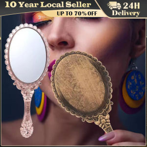 Portable Vintage Lace Makeup Mirror Hand Hold Oval Round Mirror Noble Restore Ancient Ways Court Mirror Beauty Tool