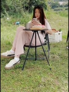 Bàn Gấp Tròn Hợp Kim Nhôm Có Thể Điều Chỉnh Chân Bàn Siêu Nhẹ Có Túi Đựng Cắm Trại Cho Du Lịch Dã Ngoại Ngoài Trời