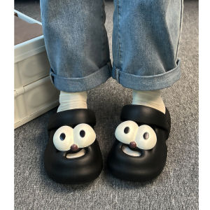 รองเท้าแตะส้นหนาระบายอากาศสำหรับผู้หญิง ฤดูร้อน 2024 รองเท้าแตะแบบสวมหัวลายหมาตาโต รองเท้าแตะแบบสวมสบายสำหรับกลางแจ้ง