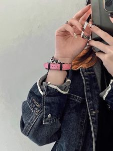 Uhada | Vintage Y2K Style Riveted Chain Double Layer Bracelet Strap