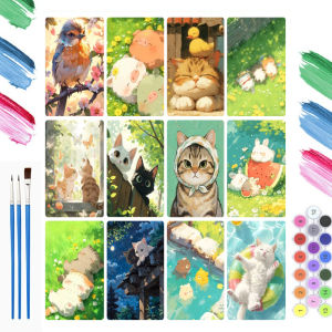 DIY Oil Painting By Numbers Cute Animal Cat Cartoon Pig Home Decoration Wall Living Room Decor Best Gift Frameelss