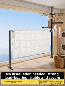 Heavy Duty Foldable Balcony Clothes Rack Single Rod