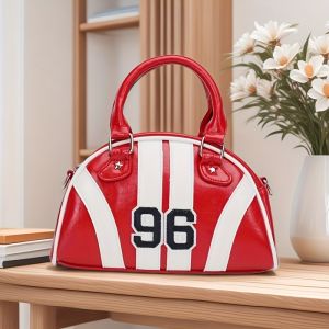 Sports style womens shoulder messenger bag contrast color campus style design sports bag bowling bag handbag