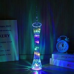 Guangzhou Tower Model Luminous Base Small Waist Oriental Pearl Tower Small Ornaments Miniature Model Creative Birthday Gift
