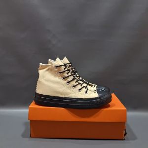 SEPATU CNVRS 70S HIGH CREAM PUTIH FOXING HITAM KANVAS 38-43