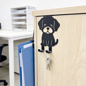 CIFBUY Cute Black Puppy Iron Metal Door Back Hanger No-Drill Multi-Use Hanging Decor
