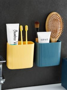 Wall-Mounted Toothpaste Comb Storage Tube Toothbrush Holder Bathroom Washstand Drainage Milk Foam Placement Shelf Nordic Style