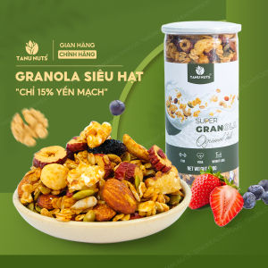 Granola siêu hạt 15% yến mạch TANU NUTS hũ 500g ngũ cốc granola mix hạt dinh dưỡng