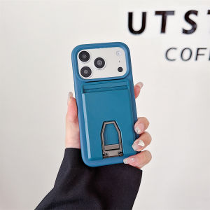 Candy Color Card Holder Bracket Magnetic Case For iPhone 17 16 15 14 13 Pro Max For Magsafe Matte Silicone Shockproof Cover