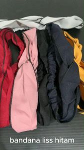 BANDANA SILANG LIS HITAM / HEAD BAND SOULMATE POLOS WARNA WANITA ANAK