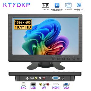 จอภาพ KTYDKP ขนาด 10.1 นิ้ว LCD HD มินิทีวี จอคอมพิวเตอร์ รองรับสัญญาณวิดีโอ 2 ช่อง พร้อมลำโพงในตัว สำหรับระบบรักษาความปลอดภัย รองรับ VGA BNC HDMI