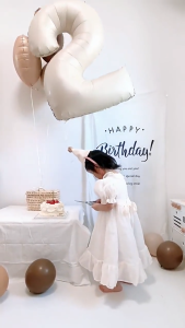 32 Inch 0-9 Number Balloon Birthday Ballon Nombor Party Foil Balloon Kids Baby Shower Decor Wedding Countdown 32寸奶白色数字气球