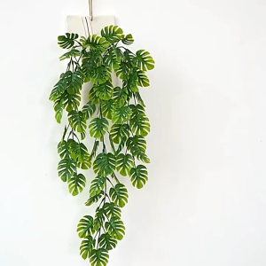 1 PC Decorative Artificial Hanging Monstera Vines Simulated Plastic Turtle Shell Leaf Faux Greenery Trailing Plant