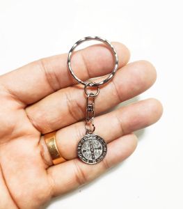 Miraculous Medal One Peso Size and Amulets Silver Key Holder with Pouch for All Season Souvenir