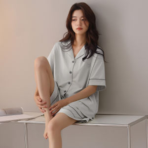 Miiow | Pure Cotton Summer Sleepwear Womens Loose Comfortable Home Clothes Set MiiOW Cat Person Casual Short Sleeve Print Pajamas