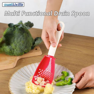 JustLiving Multifunctional Cooking Spoon Strainers Kitchen Tool Skimmer Scoop Colander Strainer Grater Masher Food-Grade High Temperature Resistant Cooking Gadgets Spatula Spoon for Draining/ Mashing
