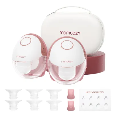 Momcozy Máy hút sữa không cần tay phong cách di động | M6 có thể đeo dụng cụ hút sữa nhịp điệu lý tưởng cho nhiều sữa hơn mặt bích đôi phù hợp hơn và kín đáo hơn với 3 chế độ & 9 cấp độ 24mm
