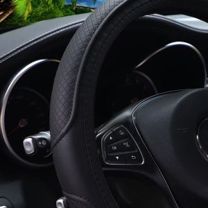 PU leather three-dimensional double-line checkered embossed car rimless steering wheel cover for car decoration items