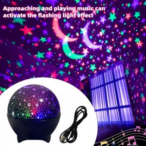 RGB Starry Sky Galaxy Moon Projector Light Color Changing Strobe LED Night Light Ambient Lamp USB Powered Birthday Decor Gift