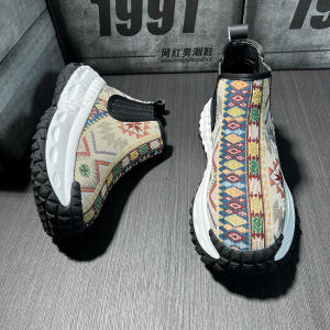 High-Top Canvas Mens Shoes 2025 Autumn New Fashion Versatile Mens Sports Casual Thick Bottom Heightening Dad Shoes