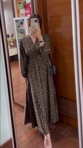 DRESS HIJAB CALINEA LONG DRESS RAYON PREMIUM BUSUI BUMIL FRIENDLY FULL KANCING HIDUP