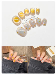 Handmade Nail Art Wearable False Nails Blue Butterfly Cat Eye Design Whiten Skin Effect Luxury Sensation 2025 New Style 828