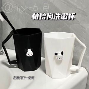 Anti-Fall Bathroom Washing Cup Dental Care Student Dormitory Couple Tooth Cup Home Use Travel Wash Cup Plastic Material