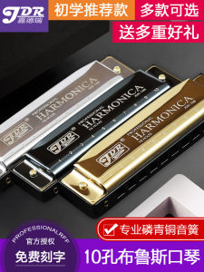 JDR 10-Hole Blues Harmonica for Beginners And Professionals Mens Model Professional Performance Grade Musical Instrument