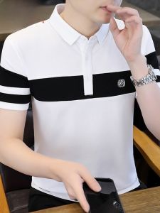 HENGYUANXIANG | Hengyuanxiang Mens Polo Shirt Pure Cotton Short Sleeve Striped Pattern Casual Fashion Summer New Arrival Polo Shirt