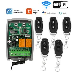 Tuya Universal Smart Wifi Receiver 2CH 12V 24V 220V Garage Door Remote Control Opener Controller 433/433.92 Mhz Transmittern