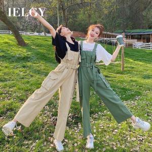 IELGY Womens Korean-style Loose Slim New Style Fashionable Wide-leg Overalls