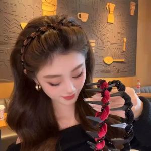 Sweet And Elegant Velvet Headband With Pearl Rhinestones Non-Slip Wrap-Around Headband Fashionable Hair Accessories