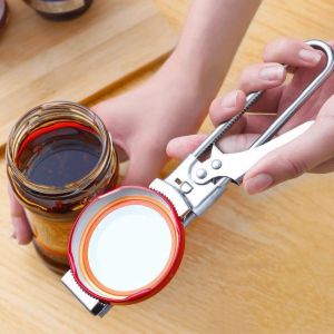 Non-slip Stainless Steel Can Opener Jar lid opener Adjustable Bottle Opener Heavy Duty Adjustable Can Opener Stainless Steel Bottle Cover Remover Jar Lid Opener for Home Bar